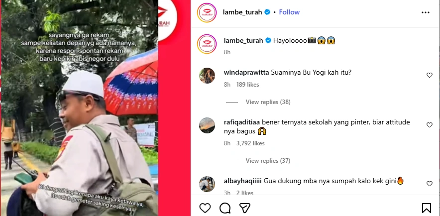 Komentar netizen terhadap kelakuan oknum polisi [Instagram/Lambe_turah]